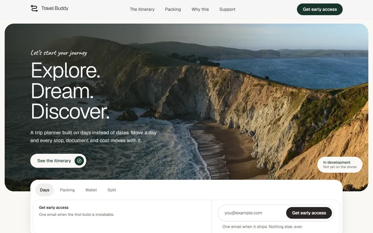 Travel Buddy homepage